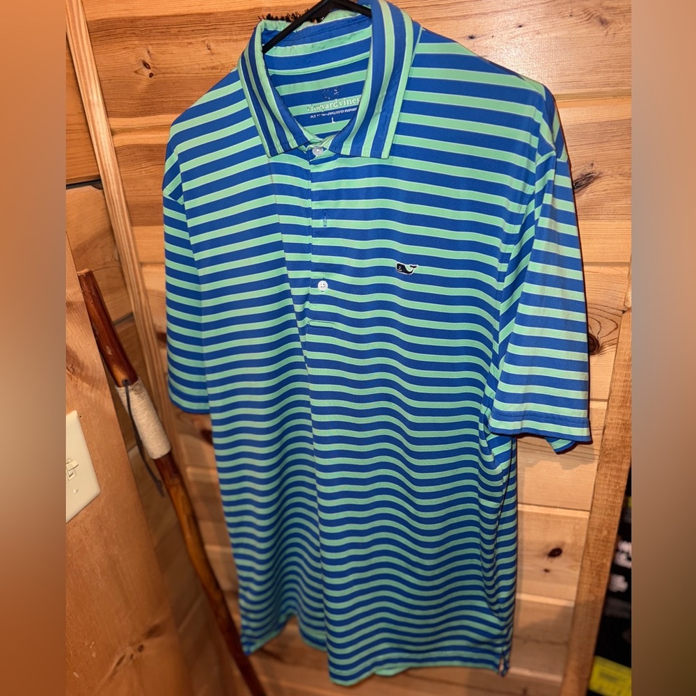 Vineyard Vines Blue and Green Polo Shirt